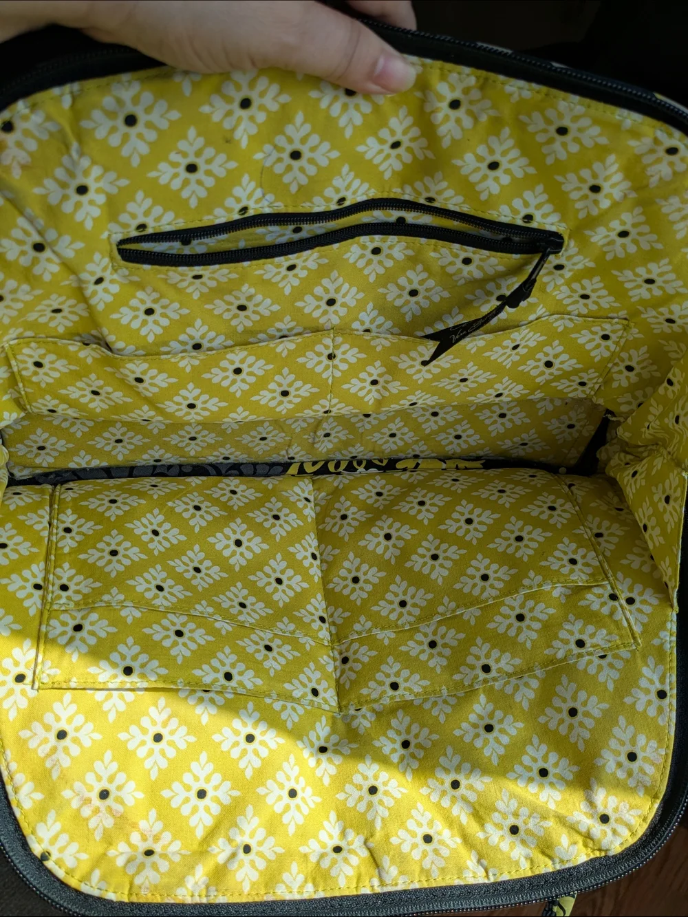 Vera Bradley Floral Quilted Tote in Black, Gray & Yellow